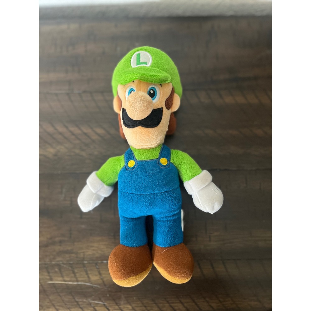 Nintendo Super Mario Bros Luigi Plush Toy Green Hat Blue Overalls Soft Stuffed